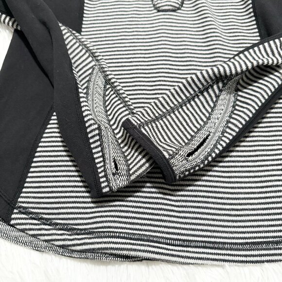 Women Lululemon Run: U-Turn Pullover Mini Check Pique Black White Slim Fit - Picture 5 of 7